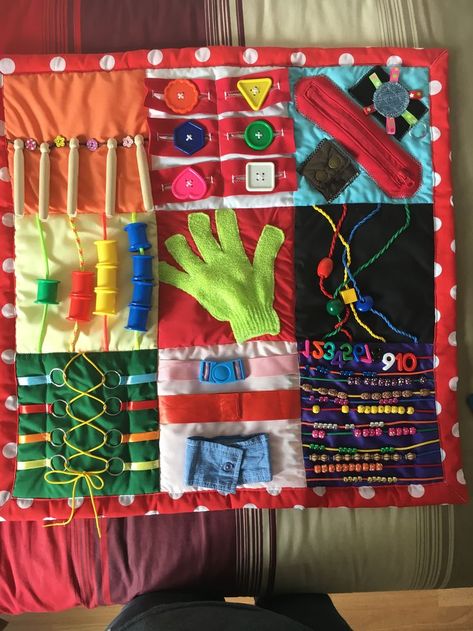 Sensory special needs autistic blanket Crochet Sensory, Fidget Quilts, Sensory Blanket, Fidget Blankets, Fidget Quilt, Lap Quilts, Baby Sensory, Tummy Time, Sensory Toys