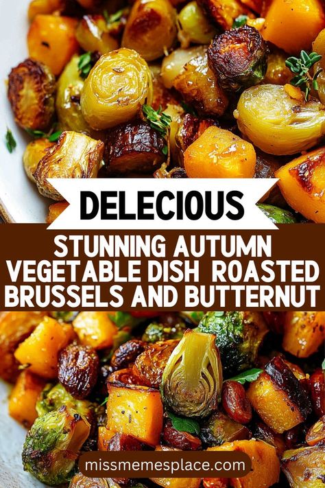 Get ready to impress with a stunning autumn vegetable dish - Roasted Brussels and Butternut Symphony! Combining fresh Brussels sprouts and rich butternut squash, this recipe showcases the beauty of seasonal produce. Perfectly roasted for a crispy texture and deep flavors, this dish is not only a feast for the eyes but also a nutritious addition to your table. Whether you're hosting a festive gathering or a simple weeknight dinner, this roasted vegetable medley will steal the show Seasoning For Brussel Sprouts, Best Roasted Brussel Sprouts, Best Brussel Sprout Recipe, Roasted Squash Recipes, Roasted Vegetable Medley, Butternut Squash Recipes Roasted, Holiday Dinner Recipes, Cooking Brussel Sprouts, Brussel Sprout Recipes Roasted