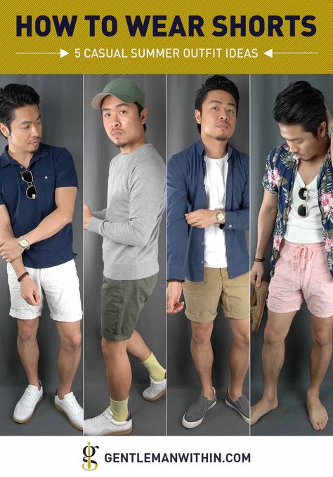 How To Wear Shorts for Asian Men | GENTLEMAN WITHIN // asian menswear, asian men’s style, asian men’s fashion, asian men clothes, asian men outfits, how to wear shorts, how to style shorts, shorts for men, shorts style, shorts outfit ideas, shorts outfits for men, mens shorts, summer shorts for men, casual shorts style Thailand Men Outfit, Bangkok Thailand Outfit Ideas Men, Thailand Outfit Ideas Men, Fashion Asian Men, Shorts Outfits For Men, Khaki Shorts Outfit, Clothes Asian, How To Wear Shorts, Outfits Asian