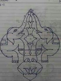 Elephant rangoli Elephant Rangoli Design, Elephant Rangoli, Easy Rangoli Designs Videos, Dot Rangoli, Easy Rangoli Designs Diwali, Rangoli Side Designs, Peacock Wall Art, Rangoli Designs Latest, Simple Rangoli Designs Images