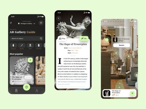 Gallery AR app To Do App, Ar App, Guide Design, Gian Lorenzo Bernini, App Design Layout, Lorenzo Bernini, Mobile App Design Inspiration, Ui Design Website, Art Apps