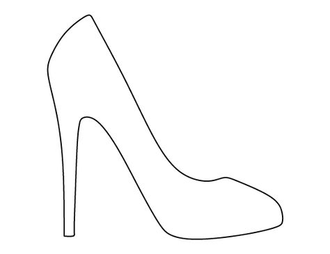 High heel pattern. Use the printable outline for crafts, creating stencils, scrapbooking, and more. Free PDF template to download and print at http://patternuniverse.com/download/high-heel-pattern/ Birthday Card Template Free, Free Applique Patterns, Shoe Template, Doll Template, Drawing Patterns, Paper Shoes, Free Drawing, Paper Doll Template, Applique Templates