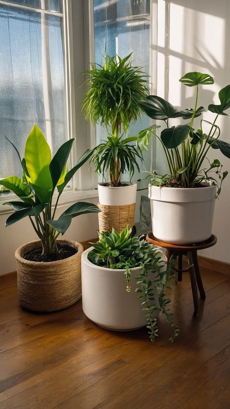 Transform your living spaces with these indoor home plants that thrive in low light conditions Discover creative ways to decorate your house with a variety of unique plants including hanging displays large house plants and stylish shelves Learn how to incorporate these decor elements into your living room for a touch of greenery and style Growing indoor plants not only enhances your decor but also saves you money in the long run Explore different ways to showcase your indoor Hanging Plant Decor Ideas, Large House Plants, Hanging Plant Decor, Stylish Shelves, Plant Decor Ideas, Home Plants, Vintage Apartment, Green Oasis, Wooden Plant Stands