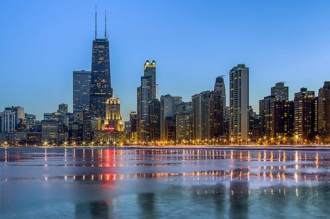 Skyline From North Beach Chicago Wallpaper, City Skyline Night, Chicago Buildings, Chicago Pictures, Chicago Winter, Background Hd Wallpaper, City Background, Chicago River, Chicago Photos