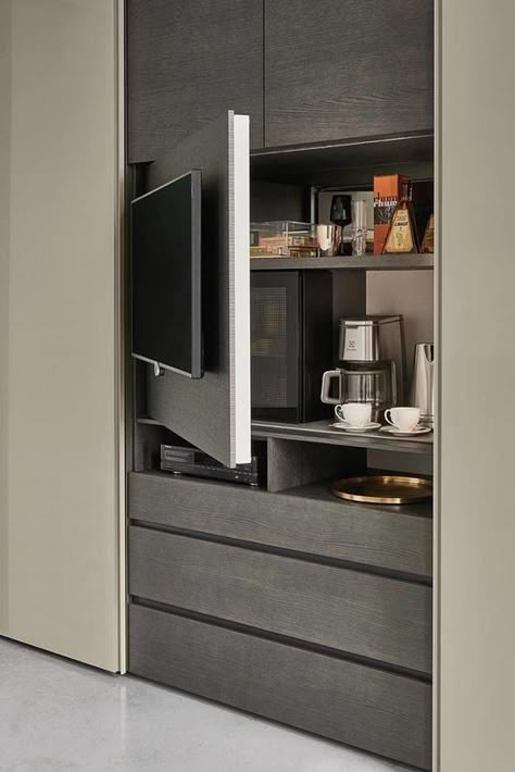 Wardrobe With Tv Unit, Latest Wardrobe Designs, Wall Storage Unit, Living Room Tv Unit Designs, Tv Room Design, Fitted Wardrobes, Wardrobe Design Bedroom, Tv Wall Design, Furniture Showroom