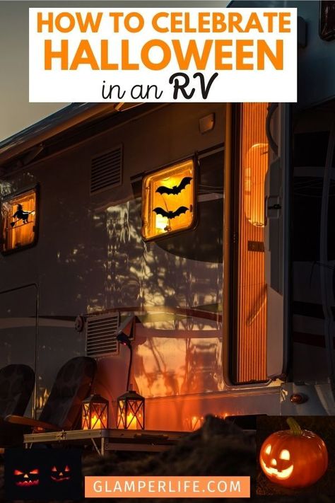 Fall Camper Decor, Rv Halloween Decorating Ideas, Campsite Halloween, Halloween Camping Decorations, Rv Halloween, Camper Halloween, Halloween Camper, Campsite Decorating, Easy Outdoor Halloween Decorations