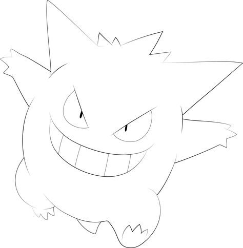 Gengar Line-art by Alcadeas1 Gengar Stencil, Gengar Drawing, Gengar Pokemon, Drawing Sheet, Tattoo Drawings, Blackwork, Line Art, Tattoo Ideas, Coloring Pages