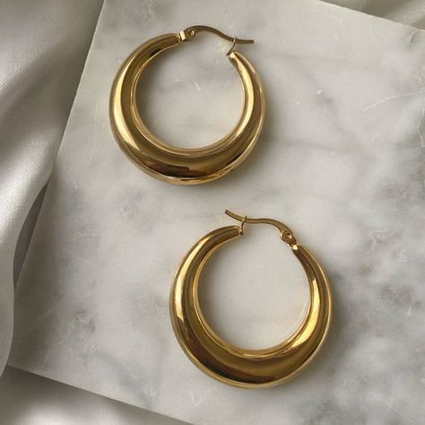 PAVOI 14K Gold Plated Sterling Silver Post Chunky Hoops | Thick Lightweight Gold Hoop Earrings for Women Jewellery Photography Inspiration, Luxe Jewelry, About Page, Basic Jewelry, Hoop Earrings Gold, Stacked Jewelry, Jewelry Lookbook, Evening Outfits, Jewelry Photography