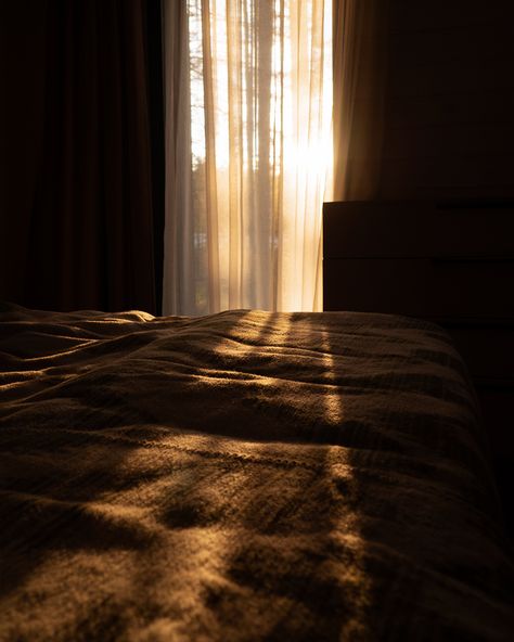 As sunlight gently breaches the curtains, it blankets the bed in a warm, inviting glow. Outside the window, a breathtaking sunset over a lush forest creates a mesmerizing backdrop, making it a perfect image to relax and unwind with. Bedroom Sunlight, Rendered Houses, Outside The Window, Lush Forest, View Wallpaper, Bed Bedroom, Window Bed, Beautiful Curtains, Curtain Lights