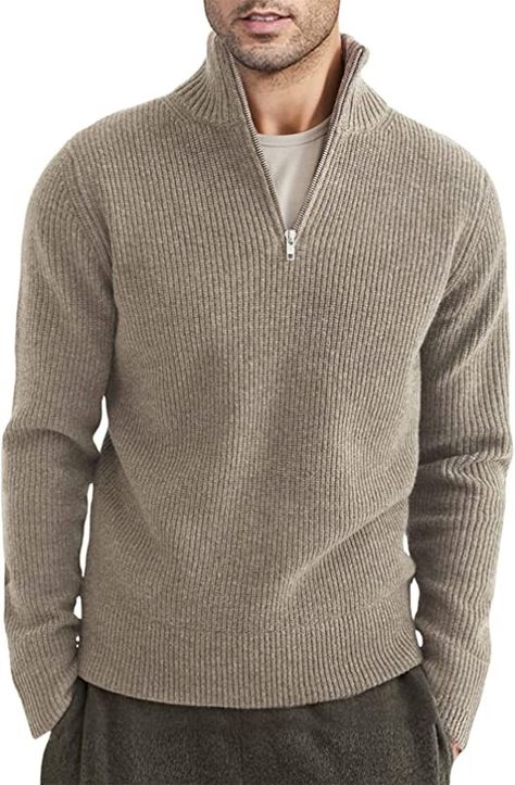 Stylish Men Casual Winter Sweaters, Mens Zipper Sweater, Half Zip Up Sweater Outfit Men, Knitted Mens Sweater, Men’s Sweater Outfit, Knitted Sweaters Outfit Men, Mens Quarter Zip Sweater Outfit, Sweater Men Outfit, Winter Wear Men