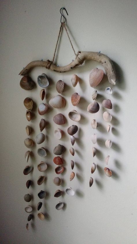 Wavy Driftwood Seashell Windchime | Etsy Seashell Crafts, Seashell Windchime, Seashell Wind Chime, Seashell Wind Chimes, Sea Shell Decor, Diy Money, Shell Decor, Seashell Art, Boho Diy