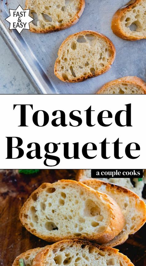 Toasted Baguette Slices, Dairy Free Dips, Baguette Slices, Toasted Baguette, Toasted Crostini, Caramelized Onion Dip, Baguette Recipe, A Couple Cooks, Baguette Bread