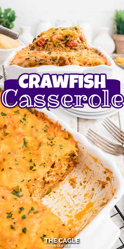 Cajun Crawfish Casserole, Crawfish Dishes Louisiana, Crawfish Cornbread Casserole, Crawfish Casserole Recipes, Crawfish Recipes Easy Leftover, Crawfish And Sausage Recipes, Frozen Crawfish Tails Recipe, Crawfish Pepper Jelly Recipe, Crawfish Rice Recipes