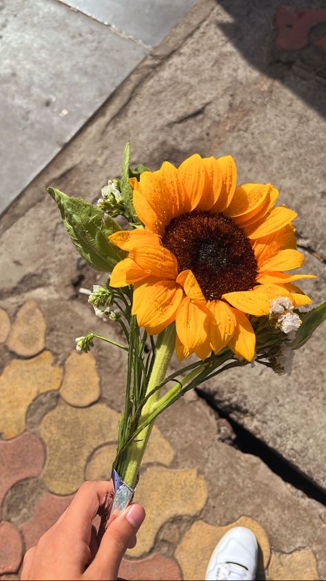 Sunflower Bouquet Aesthetic, Floral Flatlay, Sunflower Girl, Snap Streak Ideas Easy, Boquette Flowers, Sunflower Bouquets, Nothing But Flowers, Cat Flowers, Flower Therapy