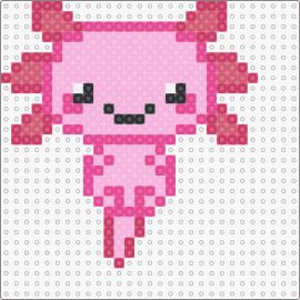 Perler Bead Creations, Axolotl Pattern, Baby Dory, Pink Axolotl, Minecraft Gifts, Axolotl Cute, Wide Smile, Bead Creations, Fuse Bead Patterns