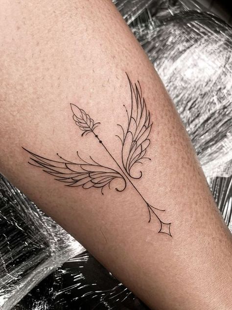 Angel Wings Fine Line Tattoo, Eagles Wings Tattoo, Empowerment Symbols, Bird Fine Line Tattoo, Fine Line Angel Wings Tattoo, Wings Line Art, Angel Wings Tattoo Design, Angelic Tattoos, Phoenix Wings Tattoo