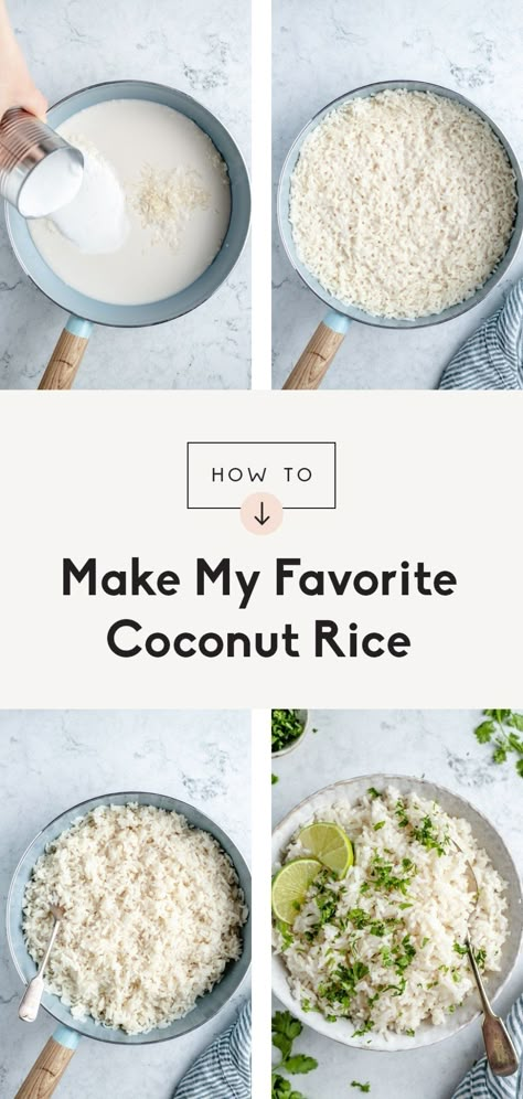 My absolute favorite, creamy coconut rice made with four simple ingredients for the best side dish! This easy coconut rice recipe is ready in just under 30 minutes and is delicious paired with your favorite meals like salmon, stir frys, curries and more. #rice #coconutrice #sidedish #vegan #vegetarian #howtoguide Easy Coconut Rice, Creamy Coconut Rice, Coconut Rice Recipe, Best Side Dish, Soy Free Recipes, Coconut Rice, Favorite Meals, Best Side Dishes, Favorite Side Dish