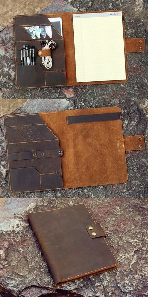 Working Student, Business Folder, Leather Book Covers, Leather Folder, Leather Craft Projects, Saddle Stitch, College Graduate, Business Portfolio, Leather Portfolio