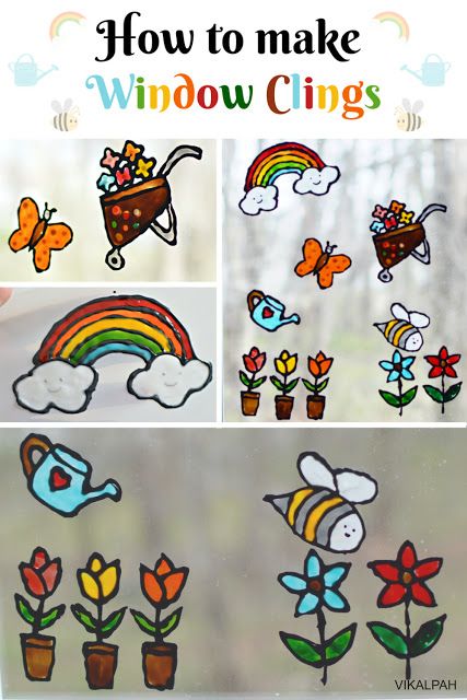 Make Window Clings, Diy Window Clings, Stained Glass Window Clings, Diy Staining, Window Crafts, Children Crafts, Window Stained, Glass Painting Designs, Gift Wrapping Ideas