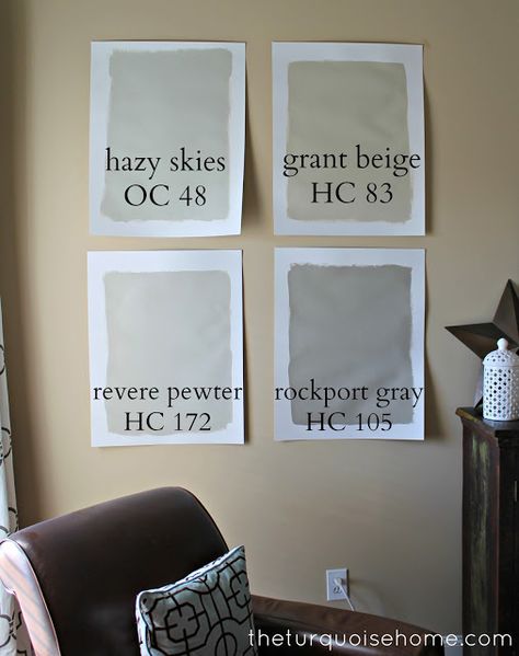 Picking the Perfect Gray {paint}-valspar revere pewter paint.  This is our living room color....and maybe other rooms too.  i have seen this color in Lowe's and loved it. Now that I see it on walls I know it is the one... Revere Pewter Paint, Manchester Tan, Perfect Grey Paint, Grant Beige, Revere Pewter Benjamin Moore, Interior Paint Colors Schemes, Living Colors, Beige Paint, Revere Pewter