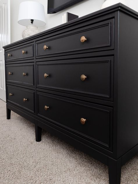 Easy IKEA Dresser Hack | jessicabelteau.com Redoing Ikea Dresser, Ikea Decor Hacks, Ikea Dresser Makeover, Ikea Dresser Hack, Ikea Hemnes Dresser, Dresser Hack, Painting Laminate Furniture, Craft Hacks, Vibrant Decor