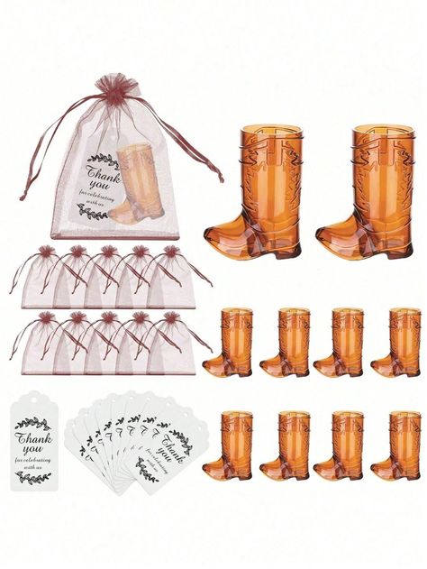 30-Pack Cowboy Party Favors, Includes 10-Pcs Cowboy Boots And 10-Pcs Gift Bags And 10-Pcs Thank You Cards, Cowgirl Cowgirl Western Themed Party Supplies Bachelorette Birthday Party Favor Supplies Multicolor    TPR     Event & Party Supplies, size features are:Bust: ,Length: ,Sleeve Length: Cowboy Wedding Favors, Western Party Favors For Adults, Western Chic Bachelorette Party, Boots And Bling Party Theme, Cowgirl Bachelorette Party Favors, Western Party Favors, Cowboy Party Favors, Western Themed Party, Western Bachelorette Party