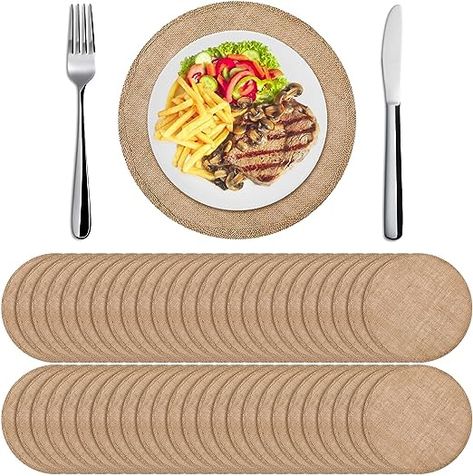 Amazon.com: Yunlly Set of 48 Burlap Round Placemats Bulk Burlap Circle Rustic Table Decorations Jute Farmhouse Placemats Heat Resistant Round Table Mats Charger Natural Place Mats for Dining Tables (11.8 in) : Home & Kitchen Rustic Table Decorations, Burlap Placemats, Wedding Placemats, Farmhouse Placemats, Placemats For Round Table, Round Table Mats, Rustic Table Decor, Round Placemats, Circular Table