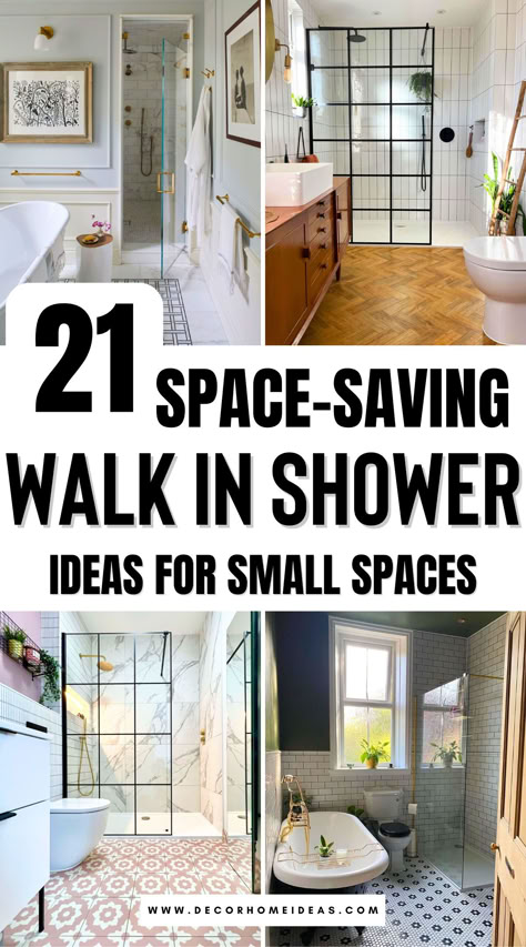 Discover 21 stylish walk-in shower ideas designed to elevate small bathrooms without sacrificing function or luxury. From clever layouts to sleek glass enclosures and space-saving fixtures, these chic designs make even the smallest spaces feel open and inviting. Explore creative tips for maximizing every inch—perfect for adding elegance and practicality to compact bathrooms! Small Bathrooms With Walk In Showers, Small Walk In Showers, Walk In Shower Small Bathroom, Showers For Small Bathrooms, Half Wall Shower, Minimalist Small Bathrooms, Small Space Bathroom Design, Glass Shower Wall, Bathroom Layout Ideas