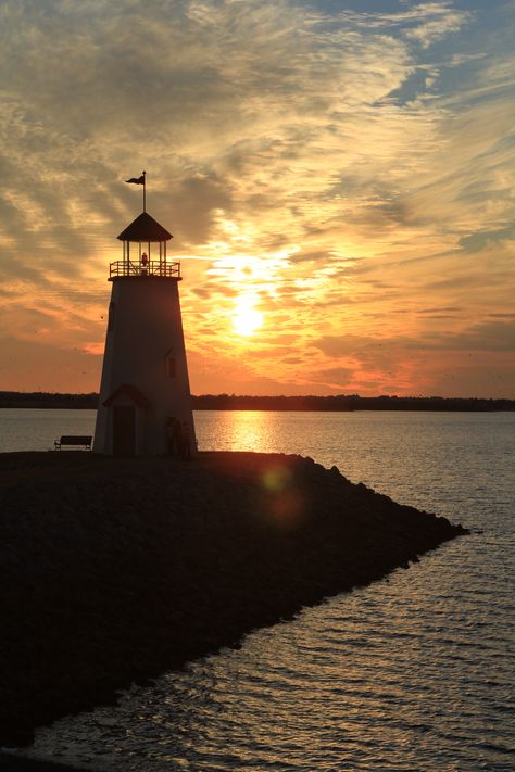 Lake Hefner Sunset - Oklahoma City Light House, Oklahoma City, Heartland, Sunrise Sunset, New Mexico, Great Places, Oklahoma, United States Of America, Places Ive Been