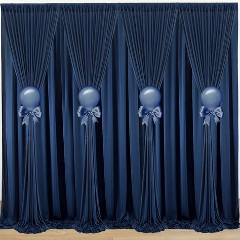 PRICES MAY VARY. Backdrop Curtain Panels: Your package will come with 6 panels navy blue photography backdrop drapes. Each background panels measures 5ft width and 10ft height.Entire backdrop curtain measures 30ft x 10ft. Background Drapes: Our backdrop custains drapes are crafted from 100% quality fabric. The photography drapes are winkle-free, soft touch feeling. Each blackish green backdrop background measuring 5ft width and 10ft height, suitable for kinds of theme parties. For Kinds Of Occas Blue Backdrop Wedding, Navy Blue Party Decor, Drapes Wedding, Party Backdrop Stand, Navy Blue Backdrop, Flower Props, Navy Blue Party, Backdrop Curtains, Stage Curtains