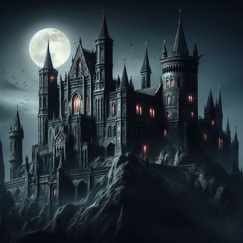 Vampire Castle Aesthetic, Dark Castle Aesthetic Interior, Dark Castle Art, Dark Fantasy Castle, Goth Castle, Dragon Throne, Castle Gothic, Haunted House Pictures, Night Castle