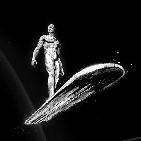 Silver Surfer Pfp, Silver Surfer Aesthetic, Surfer Tattoo, Silver Surfer Comic, The Silver Surfer, Surfer Aesthetic, Edge Of The Universe, Marvel Characters Art, Spiderman Artwork