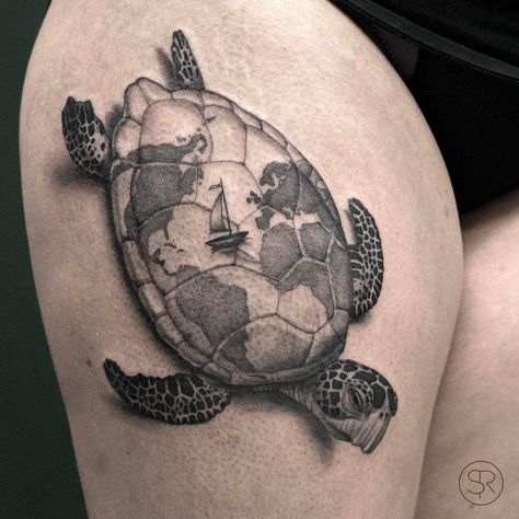 Borboleta Tattoo, Turtle Tattoos, Sea Turtle Tattoo, Turtle Tattoo Designs, Ocean Tattoos, Turtle Tattoo, Dream Tattoos, Nature Tattoos, New School