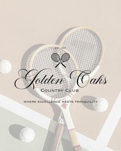 Golden Oaks | Brand Reveal Introducing Golden Oaks Country Club where excellence meets tranquility. 🔑 Their premier facilities include a championship golf course, a state-of-the-art fitness center, and a sparkling pool. Stay tuned for what else I have in store for this project! Brief by: @themondayagency & @thebriefassociation #TBAGOLDENOAKS #wd_branding #briefchallenge #graphicdesigner #designer #creative #logodesign #logodesigner #designportfolio #brandingdesign #freelance #logos #ill... Golf Course Logo, Country Club Chic, Country Club Branding, Tennis Moodboard, Wellness Reset, Tennis Bachelorette, Podcast Logos, Country Club Design, Mobile Grooming