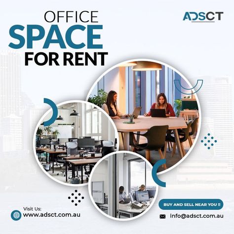 Office Space for rent in Australia.Find the ideal, fully furnished, spacious, and modern office space for your business.At (𝐀𝐃𝐒𝐂𝐓), you will get the best list of affordable office spaces available in Australia.𝐅𝐁 𝐆𝐫𝐨𝐮𝐩 (Let's connect):- https://www.facebook.com/adsct.classified.australia #adsct #australia #officespace #business #buy #sell #rent #findoffice #realestate #modern #furnished #bestlist #smallbusiness #bestdeals #officespaceforlease #freeportal #freepost #FreeRegistration Study In Australia Creative Ads, Communist Poster, Internet Service Provider Ads, Truck Sale And Rent Format, House For Rent Poster, House For Rent Advertisement, Coworking Design, Office Space For Rent, Commercial Office Space