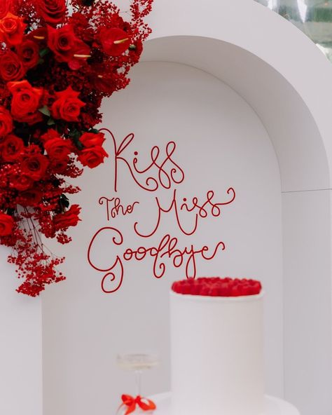 Kiss the Miss Goodbye 💋 Nicolina's Bridal Shower ~ Part 2 ❤️ Can't stop and absolutely won't stop gushing over this one 😍 Swipe ➡️ for more special details from the perfect day! Signage & Stationery: Us! 🤗 Venue: @marionhotel Photography: @gcanatselisphotography Cake: @rebeccas.cakes Florals: @stemhaus_ Decor: @luxeeventhireadelaide @olympicpartyhire @stylenestadelaide #bridalshower #2024bride #2025bride #weddinginspo #weddingplanning #weddingparty #bacheloretteparty #hensparty #weddi... Kiss The Miss Goodbye Bridal Shower Party Ideas, Red Bridal Shower Theme, Miss To Mrs Shower Ideas, Kiss The Miss Goodbye, Bridal Shower Backdrop, Wedding Kiss, Shower Themes, The Perfect Day, Bridal Shower Party