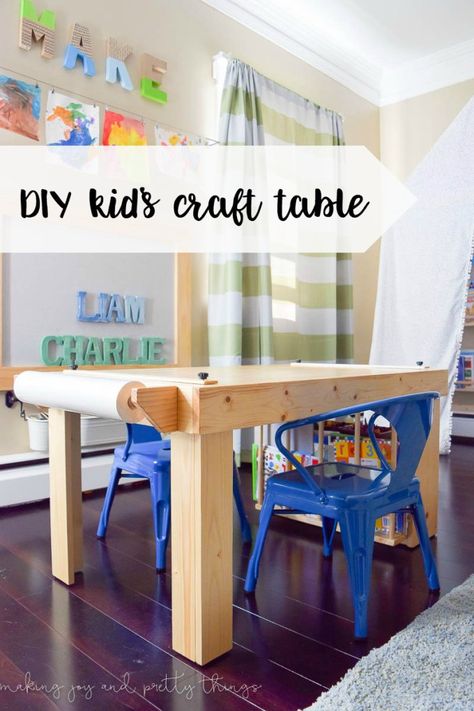 diy kid's craft table | diy table | shared boys bedroom | budget-friendly | diy ideas | diy projects Shared Boys Bedroom, Kids Craft Table, Kids Art Table, Kids Craft Tables, Diy Kids Table, Craft Table Diy, Diy Kids Furniture, Table Diy, Kids' Crafts