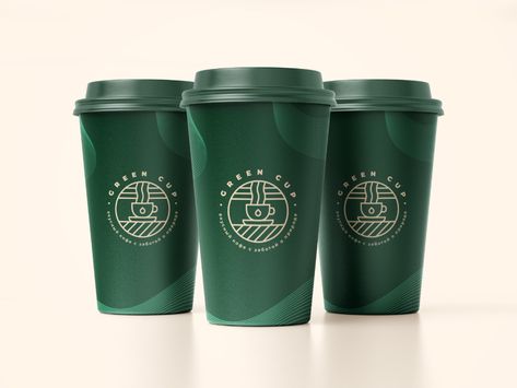 Green Cup Coffee LogoGlad to see you on my InstagramDesign inquiries:📩 lesikdesigner@gmail.com Creative Paper Cup Design, Paper Coffee Cup Design Ideas, Cup Coffee Design, Coffee Cup Packaging, Green Coffe, Branding Shots, Green Coffee Cup, Cup Packaging, Paper Cup Design