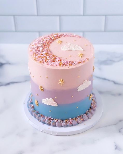 Moon Birthday Cake, Vanilla Bean Buttercream, Moon Birthday, Two The Moon, Birthday Party Treats, Pink Moon, Vegan Treats, Moon Cake, Party Treats