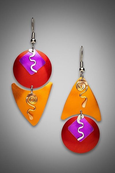 The Cat's Meow Earrings by Sylvi Harwin (Metal Earrings) Violet Diamond, Toy Necklace, Anodized Aluminum Jewelry, Aluminum Earrings, Aluminum Jewelry, Paper Earrings, Glass Furniture, Artful Home, Clay Jewelry Diy