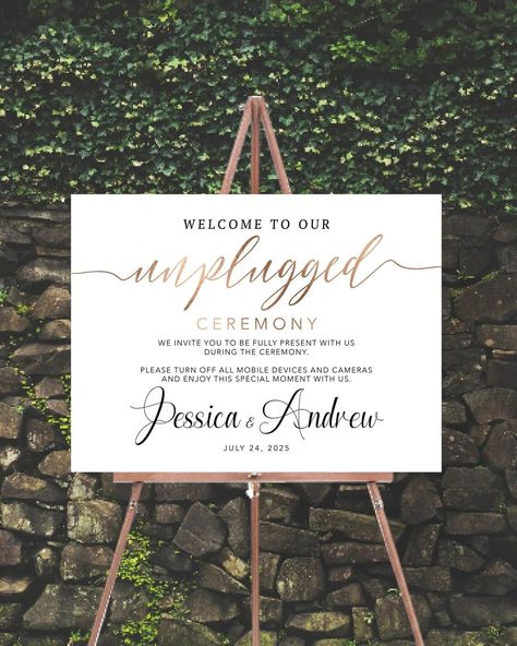 PRICES MAY VARY. This lovely Customizable Welcome Sign a perfect way to warmly welcome your guests to your Unplugged Wedding or special event. Multiple size options 4 mm corrugated plastic Weatherproof & fade-resistant Don’t forget to add your stand after designing! Stands are not included as a default Get seen day after day with messages you can place and re-place wherever you want. Our affordable yard signs are fade-resistant and made of durable corrugated plastic, but portable enough to take Angeles, Unique Wedding Signs, Unplugged Ceremony Sign, Unplugged Wedding Sign, Unplugged Ceremony, Ceremony Sign, Wedding Ceremony Signs, Unplugged Wedding, Ceremony Signs