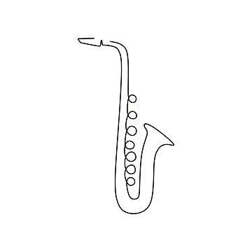 Jazz Symbols, Saxophone Line Art, Saxophone Drawing Simple, Guitar One Line Drawing, Saxophone Doodle, Music Band Illustration, Musician Drawing, Jazz Tattoo, Saxophone Drawing