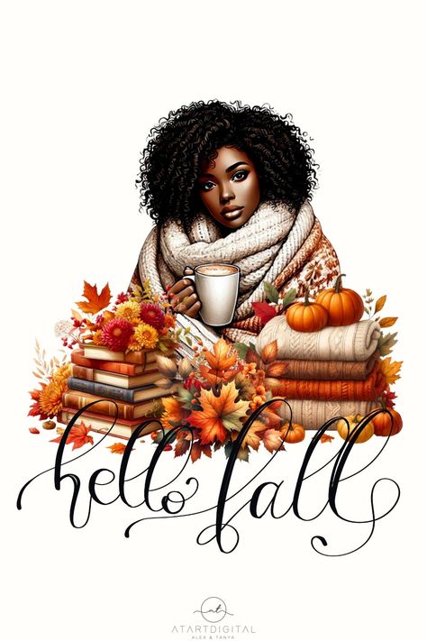 Happy Fall Images, Shopping Clipart, All Things Fall, Black Woman Artwork, Pumpkin Season, Fall Png, Fabulous Fall, Happy Fall Y'all, Hello Fall