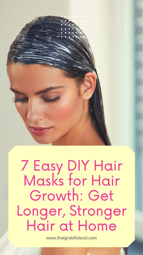 Get longer, stronger hair at home with these 7 easy DIY hair masks for hair growth. Shiny Hair Diy, Hair Masks For Hair Growth, Masks For Hair Growth, Masks For Hair, Hair Mask At Home, Easy Diy Hair, Hair Growth Mask Diy, Hair Masks For Dry Damaged Hair, Damaged Hair Diy