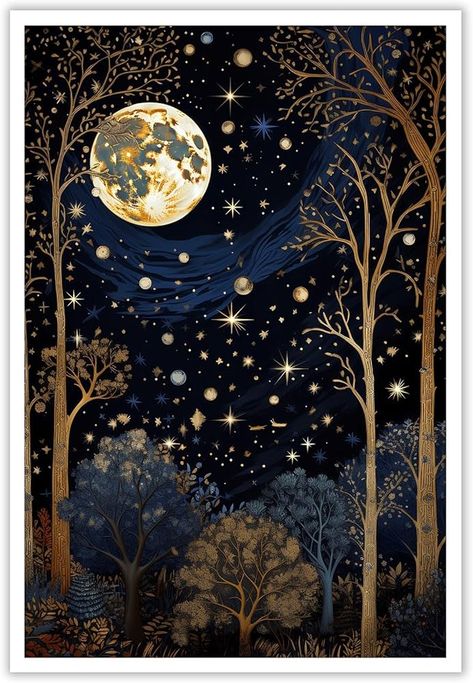 Amazon.com: HMYLCQN Vintage William Moon and Star Poster Famous Painting Artist Wall Art Nature Landscape Celestial Canvas Picture for Home Office Bedroom Living Room, Bathroom Room Wall Decor: Posters & Prints Celestial Tapestry, Bathroom Mural, Star Poster, Moon Artwork, Artist Wall, Wall Art Nature, Celestial Art, Home Office Bedroom, Canvas Picture