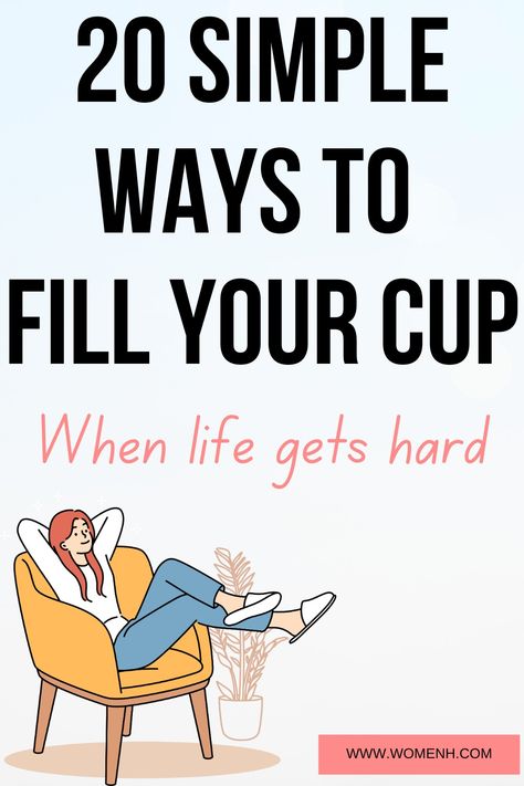 Even though it may seem impossible to come up with ways to fill your cup when times get tough, there are a number of simple activities that can help restore balance in your life and put your needs first. In this blog post, I will share 20 different ideas to help inspire creativity so you can look after yourself without feeling guilty or overwhelmed. What Fills Your Cup Activity, Ways To Fill Your Cup, How To Fill Your Cup, Restorative Activities, Filling Your Cup, Creative Vision Boards, Fill Your Cup, Simple Living Lifestyle, Take Time For Yourself