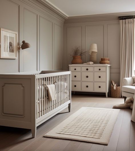 Surrey Family Home  We love creating magical spaces for little ones!  From playful colours to functional storage, designing children's bedrooms involves creativity, comfort and creating a safe space for big dreams to be imagined and realised ✨️  #kidsroomdesign #nurseryroom #interiormagic #creativespaces #magicalrooms #sparkimagination Nursery Office Combo, European Nursery, Classical Home, Nursery Color Scheme, Luxury Nursery, Home Library Rooms, Traditional Nursery, Simple Nursery, Baby Room Neutral