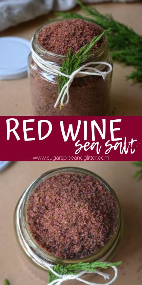 Salt Mix Recipes, Wine Infused Salt, Homemade Salts Seasoning, Wine Salt Recipe, Red Wine Salt, Finishing Salt Recipes, Diy Flavored Salts, Homemade Salts, Healthy Lunch Boxes