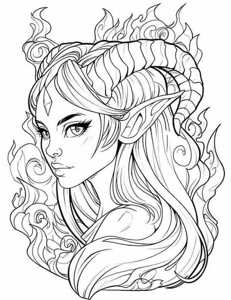 Elf Coloring Pages, Elf Coloring, Beautiful Pencil Drawings, Our Mindful Life, People Coloring Pages, Witch Coloring Pages, Color Drawing Art, Adult Coloring Designs, Detailed Coloring Pages