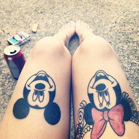 Cute Disney Tattoos, Mickey And Minnie Tattoos, Minnie Tattoo, Disney Inspired Tattoos, Chicanas Tattoo, Disney Cute, Mouse Tattoos, Disney Tattoo, Mickey Y Minnie